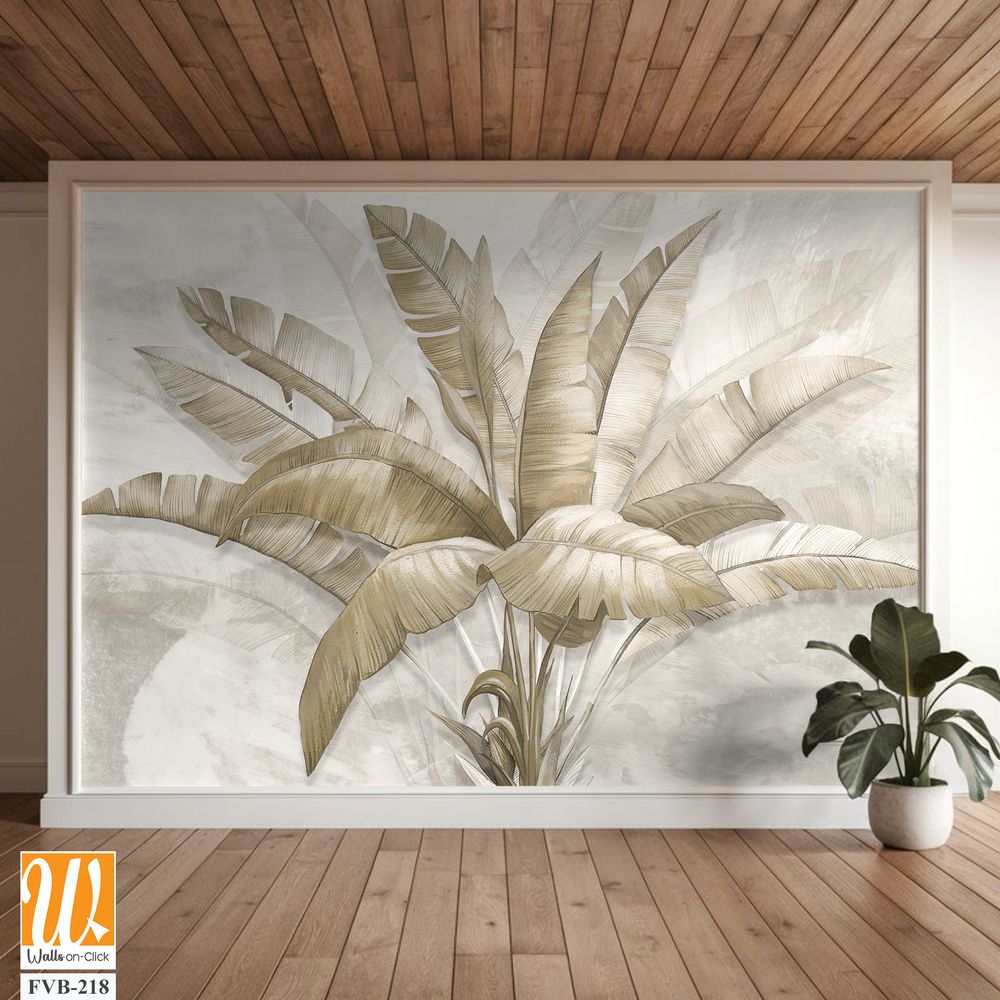 Gold Tropical Wallpaper Design - 3D illustration [WP-FVB-218]