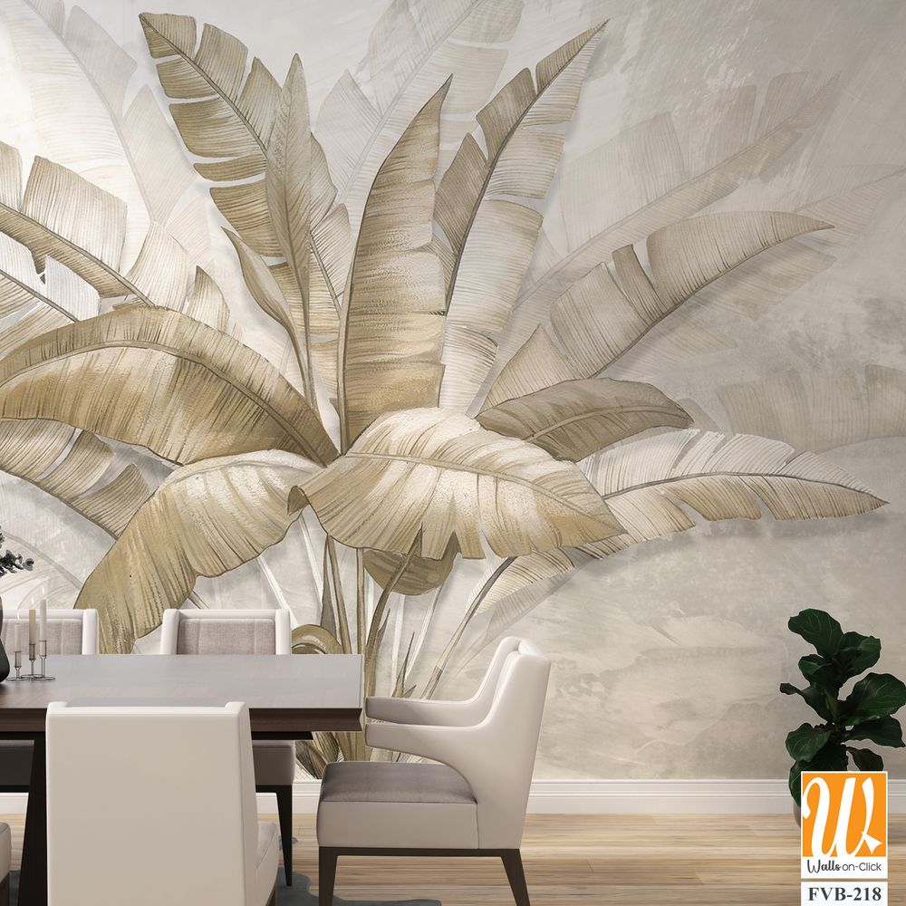 Gold Tropical Wallpaper Design - 3D illustration [WP-FVB-218]