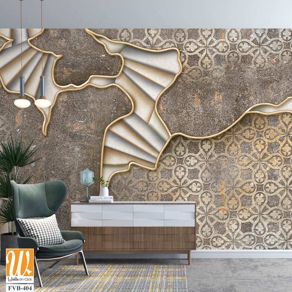 Ginkgo leaves, and fan-shaped patterns Wallpaper [WP-FVB-404]