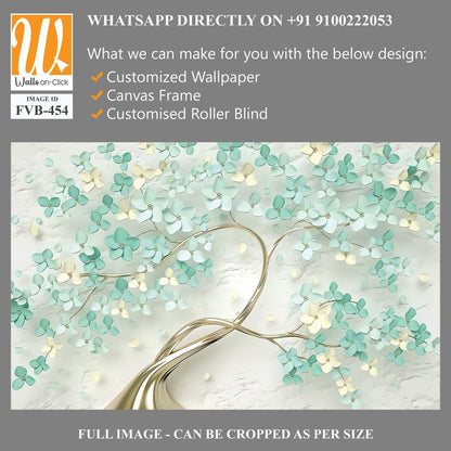 3D tree with mint green flowers on a light background Wallpaper [WP-FVB-454]