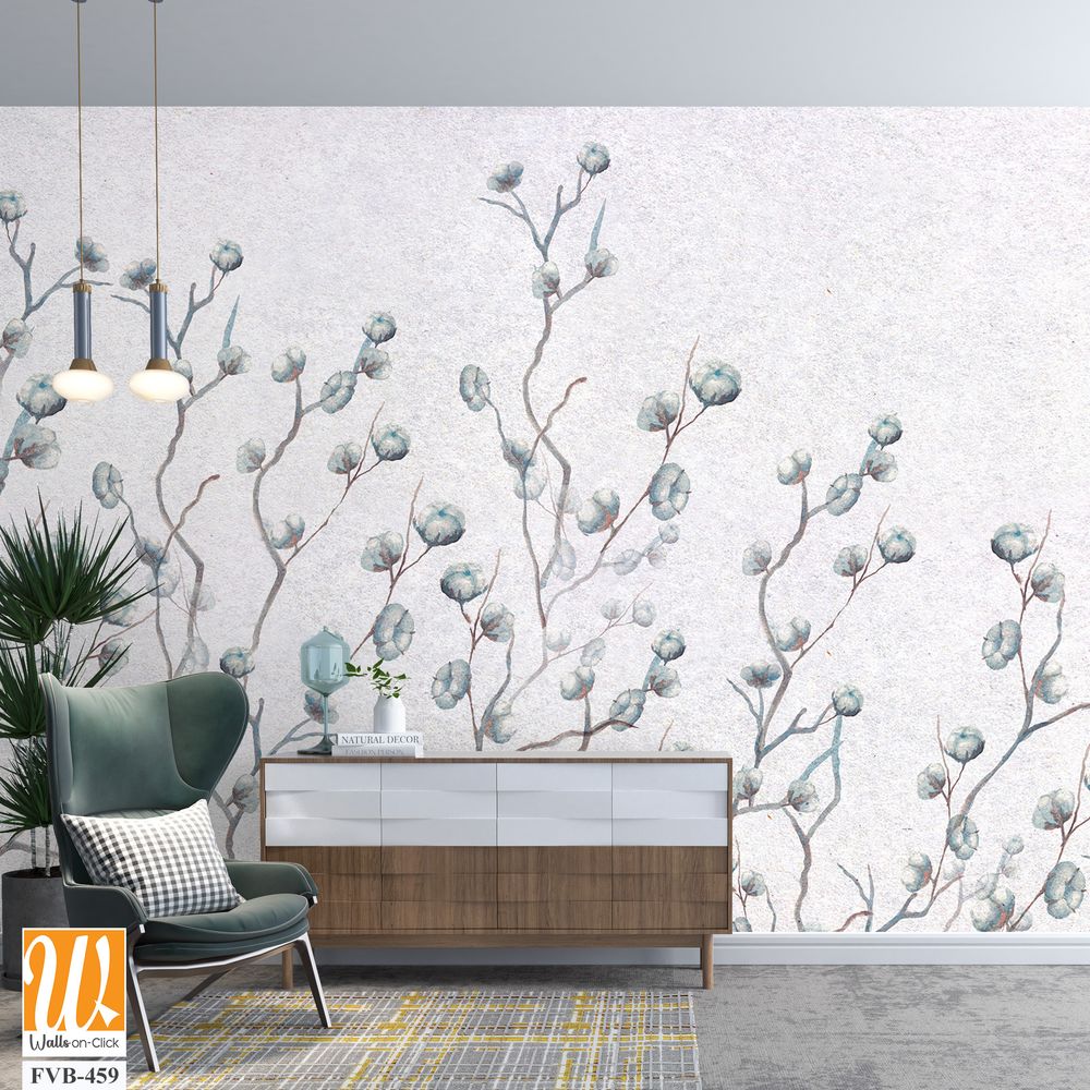 Hand-drawn watercolor painting of willow branches Wallpaper [WP-FVB-459]