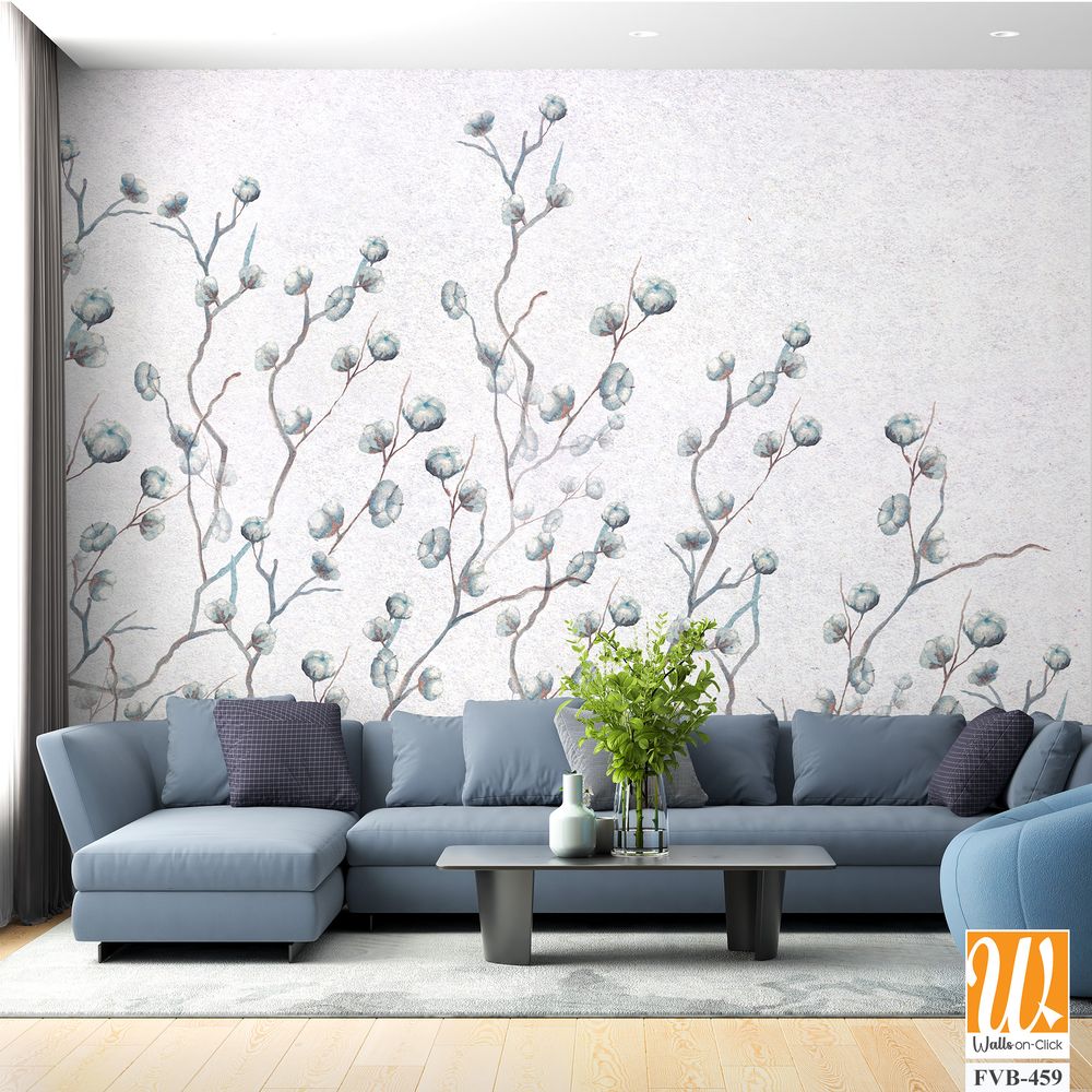 Hand-drawn watercolor painting of willow branches Wallpaper [WP-FVB-459]