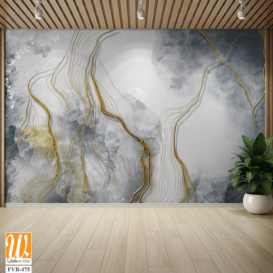 Abstract marble texture with golden lines Wallpaper [WP-FVB-475]