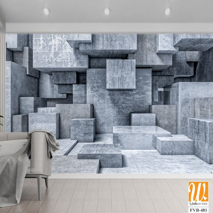 Array of geometric concrete blocks Wallpaper [WP-FVB-481]