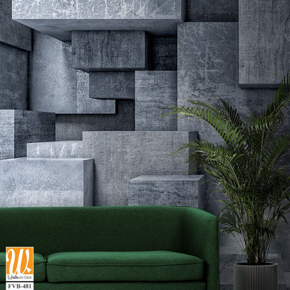 Array of geometric concrete blocks Wallpaper [WP-FVB-481]