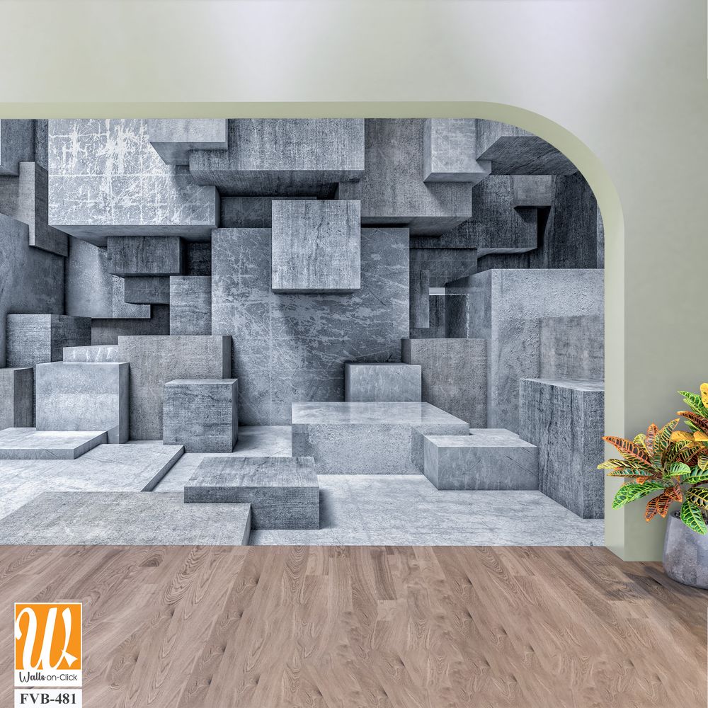 Array of geometric concrete blocks Wallpaper [WP-FVB-481]