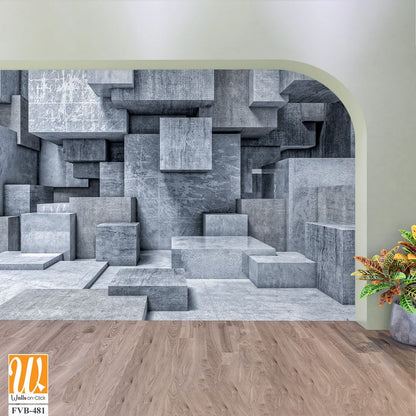 Array of geometric concrete blocks Wallpaper [WP-FVB-481]