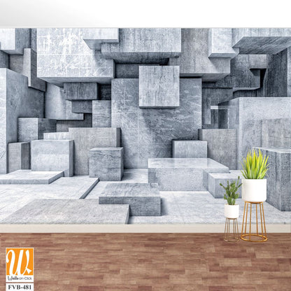 Array of geometric concrete blocks Wallpaper [WP-FVB-481]