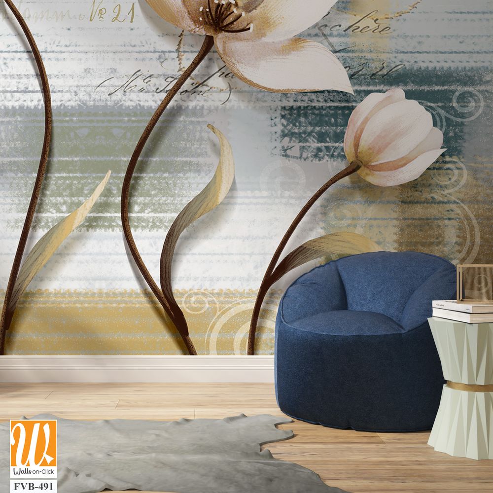 Abstract floral design on vintage background Wallpaper [WP-FVB-491]