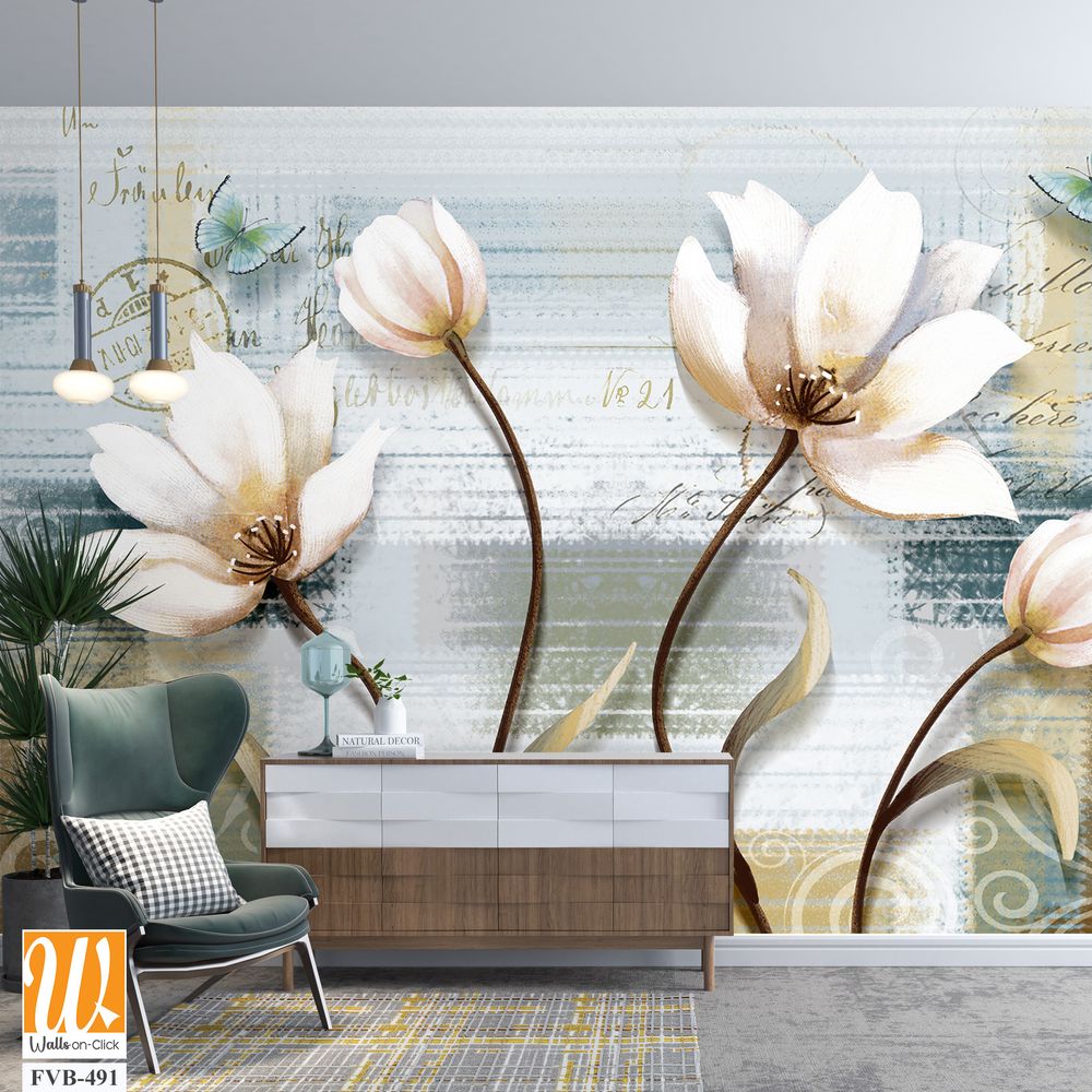 Abstract floral design on vintage background Wallpaper [WP-FVB-491]