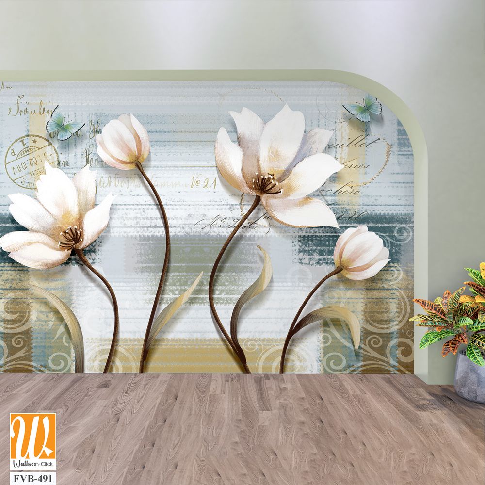 Abstract floral design on vintage background Wallpaper [WP-FVB-491]