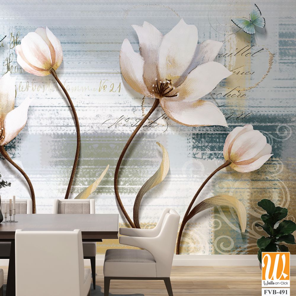 Abstract floral design on vintage background Wallpaper [WP-FVB-491]