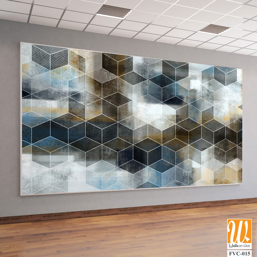 Abstract geometric pattern with hexagons and cubes Wallpaper [WP-FVC-015]