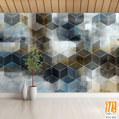 Abstract geometric pattern with hexagons and cubes Wallpaper [WP-FVC-015]