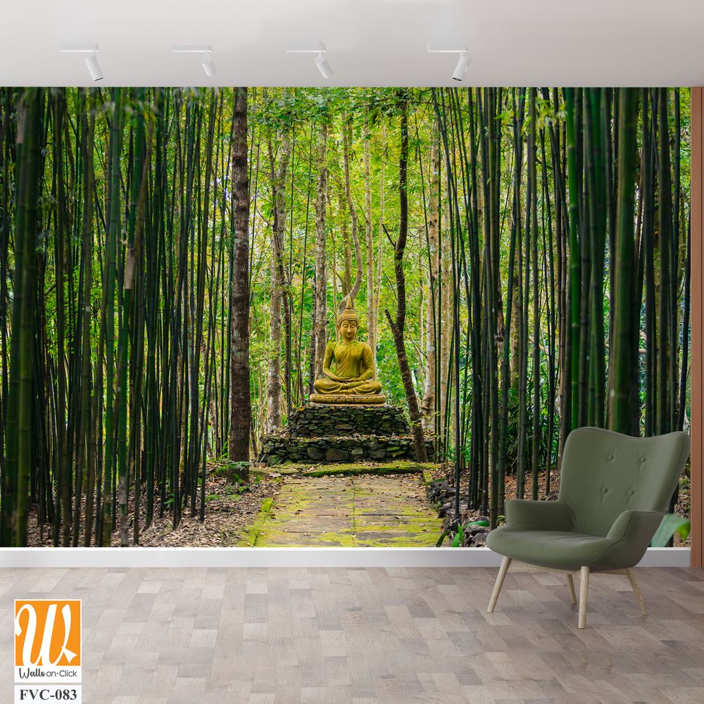 Buddha statue surrounded by bamboo groves Wallpaper [WP-FVC-083]