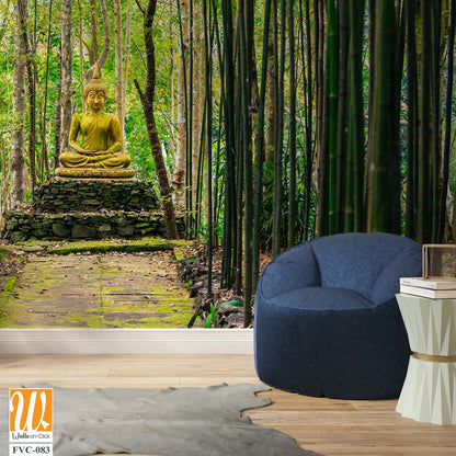 Buddha statue surrounded by bamboo groves Wallpaper [WP-FVC-083]