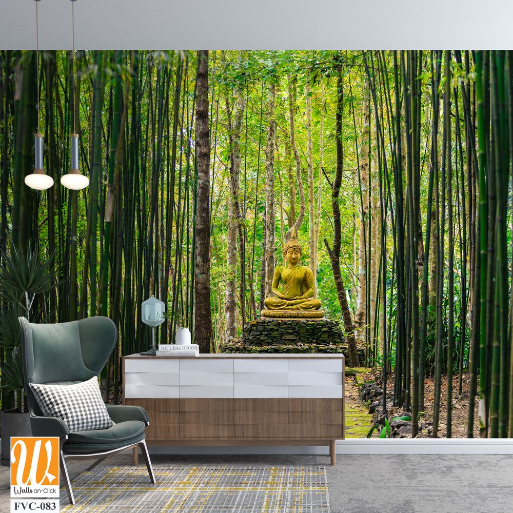 Buddha statue surrounded by bamboo groves Wallpaper [WP-FVC-083]