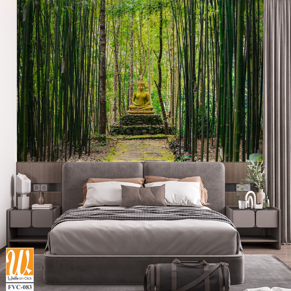 Buddha statue surrounded by bamboo groves Wallpaper [WP-FVC-083]