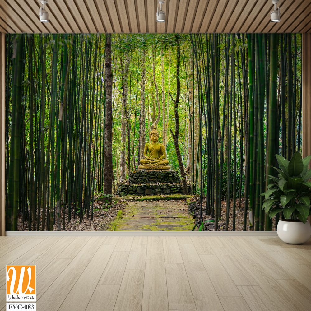 Buddha statue surrounded by bamboo groves Wallpaper [WP-FVC-083]