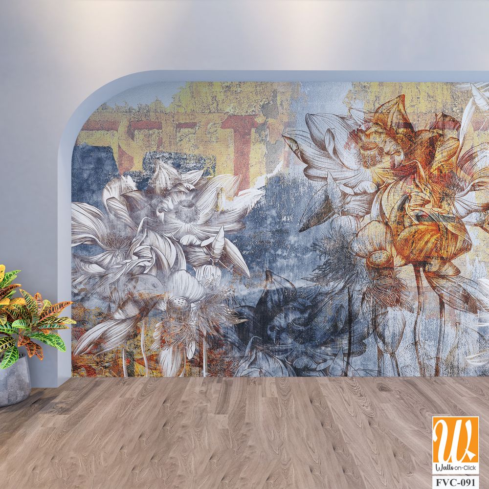 Abstract digital collage featuring various flowers Wallpaper [WP-FVC-091]