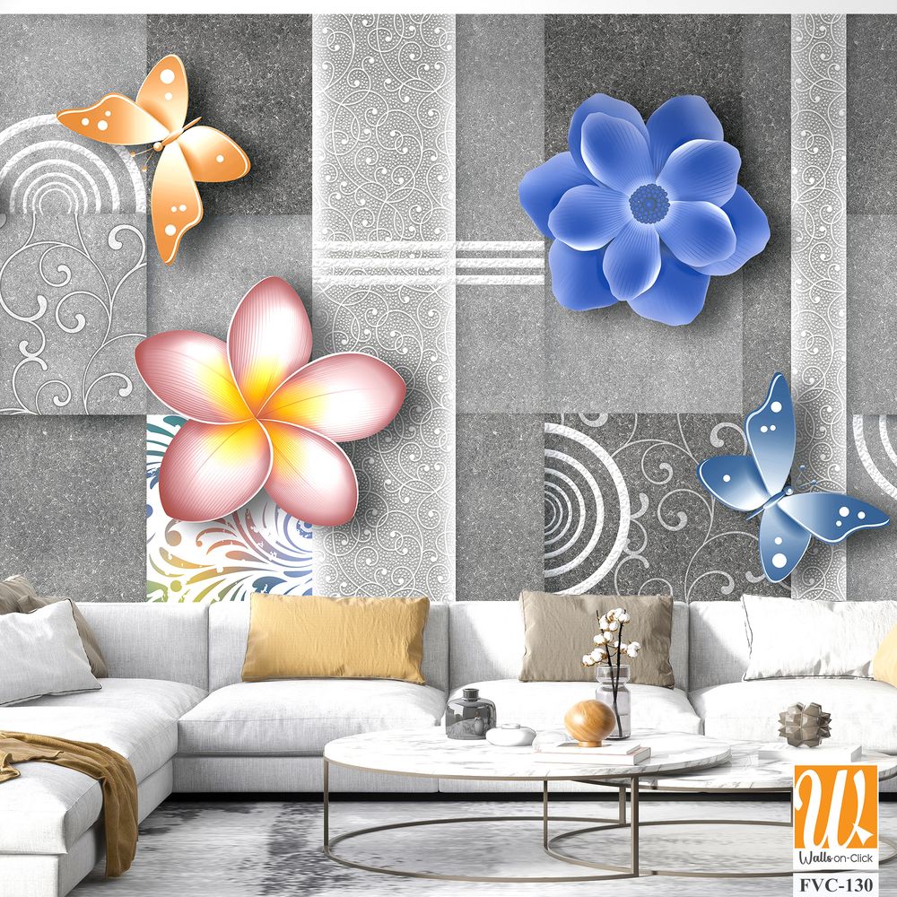 3D floral tile design Wallpaper [WP-FVC-130]