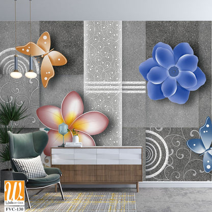 3D floral tile design Wallpaper [WP-FVC-130]