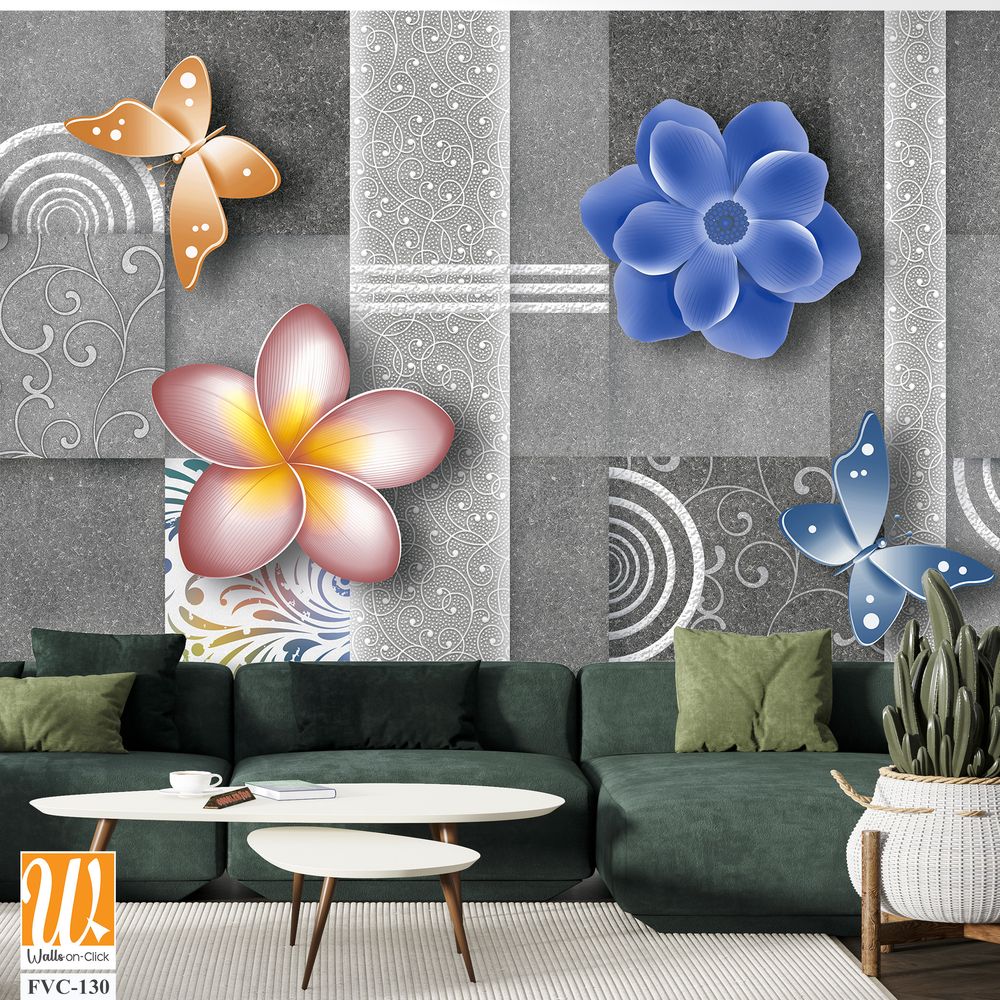 3D floral tile design Wallpaper [WP-FVC-130]