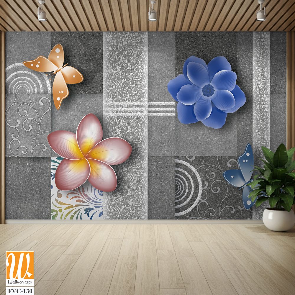 3D floral tile design Wallpaper [WP-FVC-130]