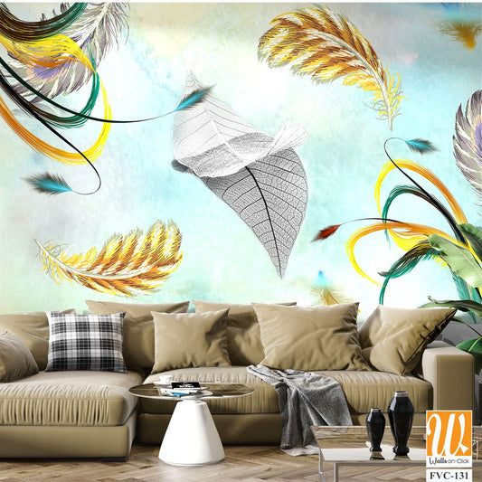 Abstract leaves and feathers Wallpaper [WP-FVC-131]