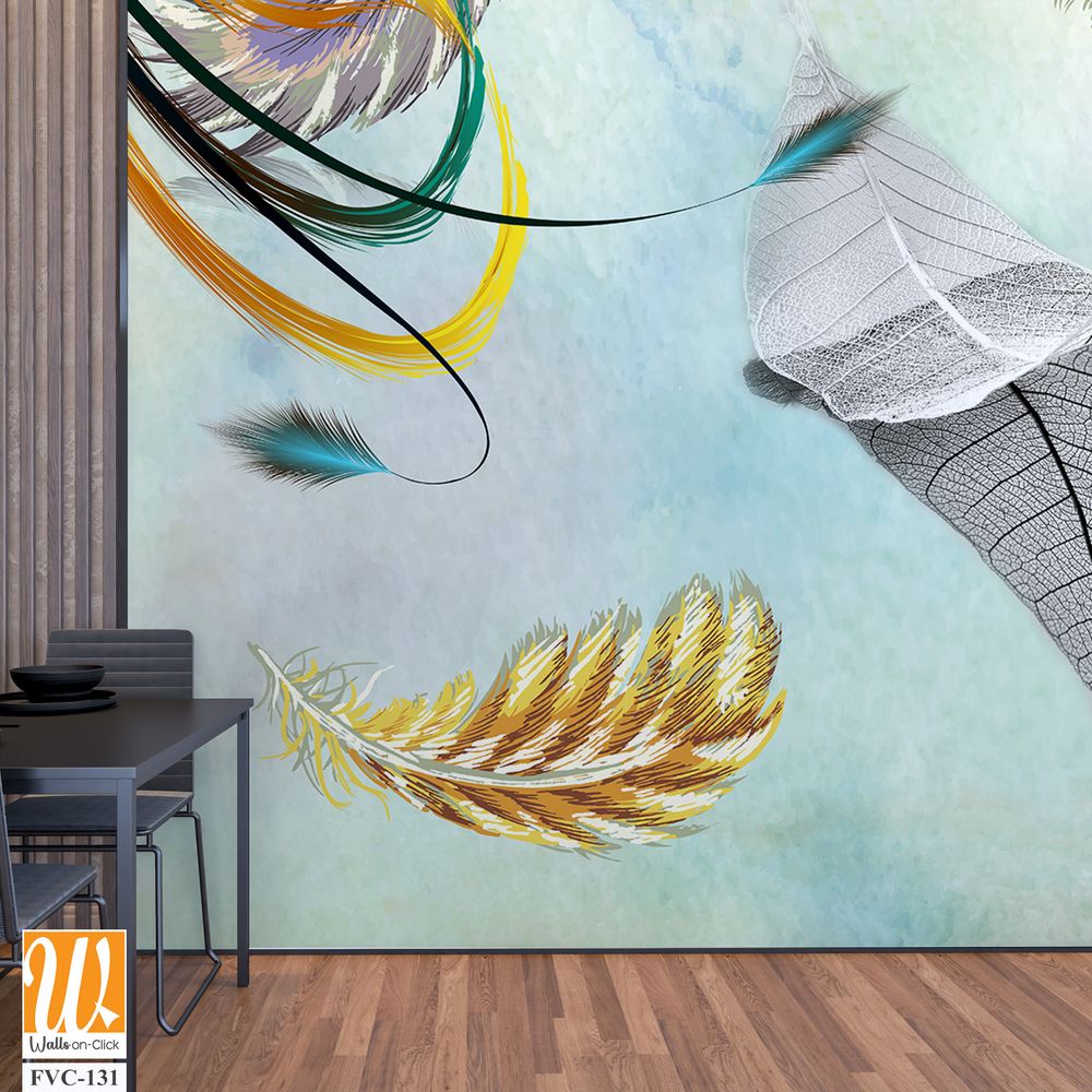 Abstract leaves and feathers Wallpaper [WP-FVC-131]