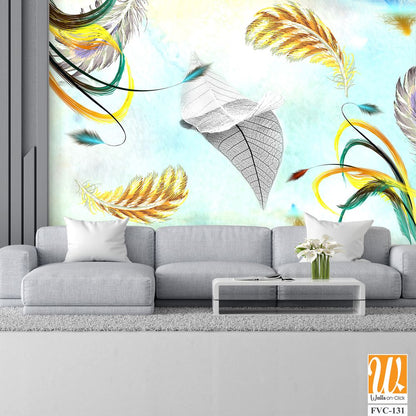 Abstract leaves and feathers Wallpaper [WP-FVC-131]