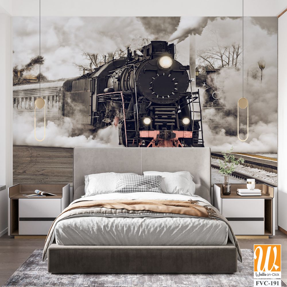 Vintage steam train with billowing smoke Wallpaper [WP-FVC-191]