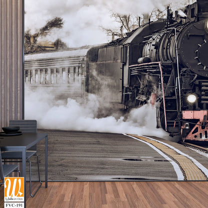 Vintage steam train with billowing smoke Wallpaper [WP-FVC-191]