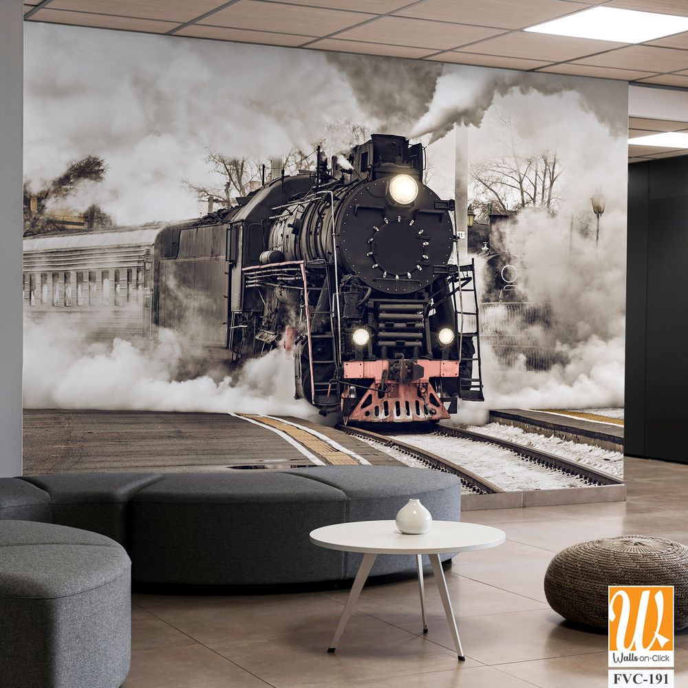 Vintage steam train with billowing smoke Wallpaper [WP-FVC-191]