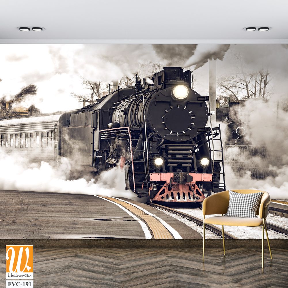 Vintage steam train with billowing smoke Wallpaper [WP-FVC-191]