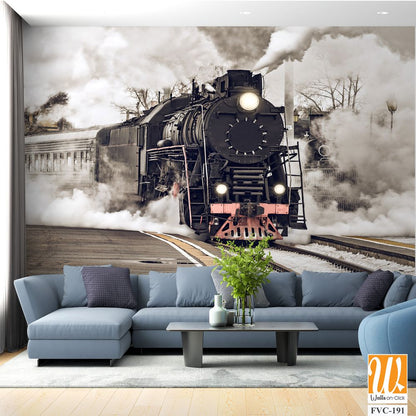 Vintage steam train with billowing smoke Wallpaper [WP-FVC-191]