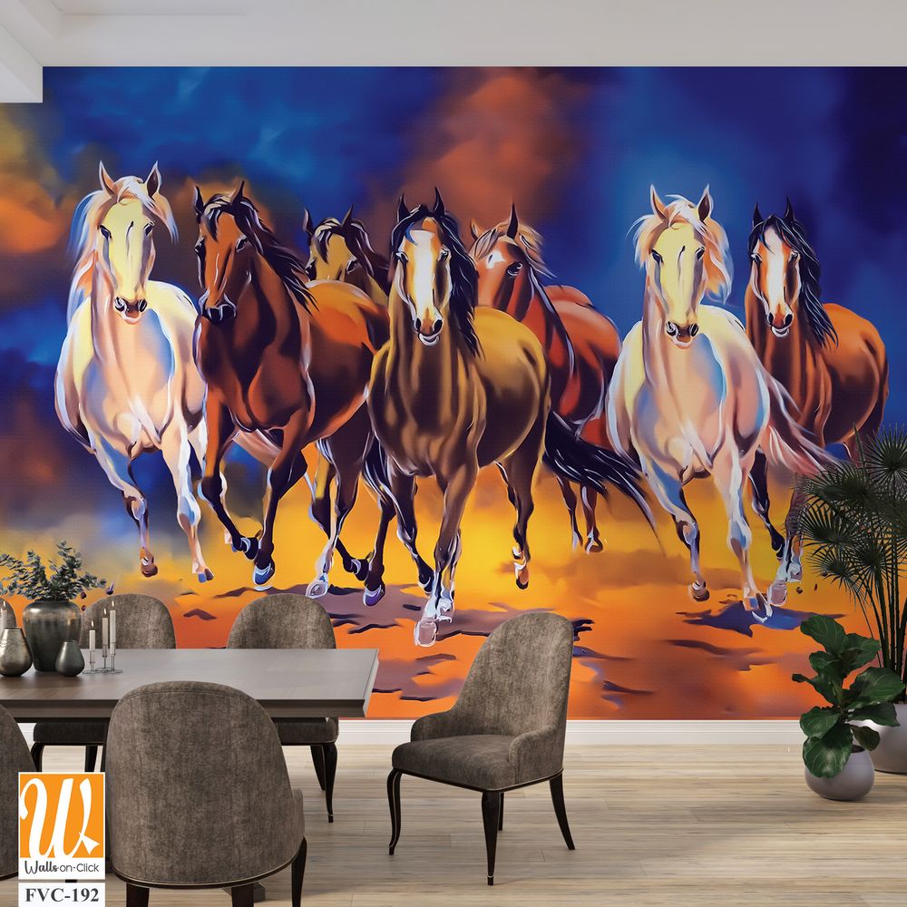 Seven horses galloping in the desert Wallpaper [WP-FVC-192]