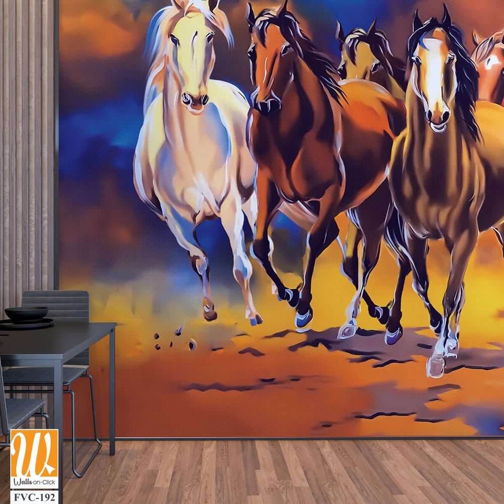 Seven horses galloping in the desert Wallpaper [WP-FVC-192]