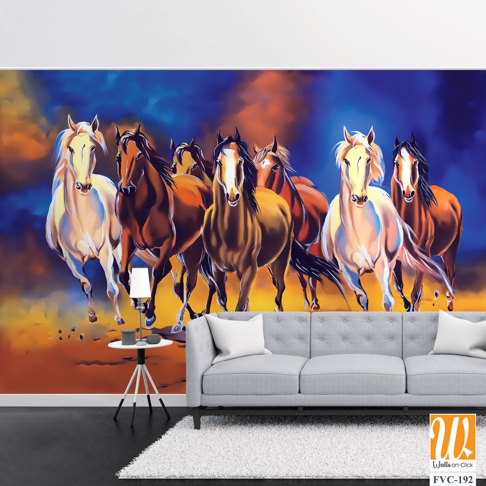 Seven horses galloping in the desert Wallpaper [WP-FVC-192]