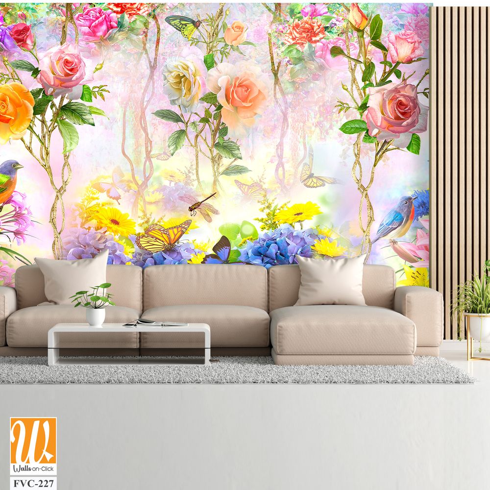 3D wallpaper, beautiful, colorful roses and flowers [WP-FVC-227]