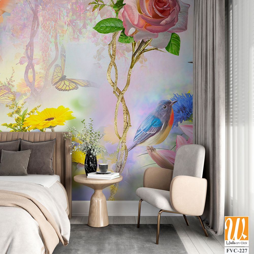 3D wallpaper, beautiful, colorful roses and flowers [WP-FVC-227]