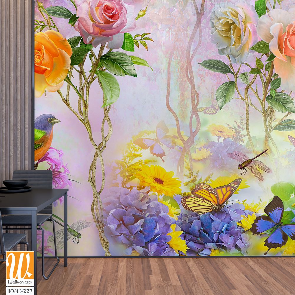 3D wallpaper, beautiful, colorful roses and flowers [WP-FVC-227]