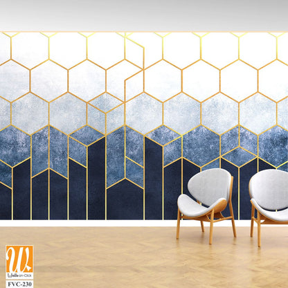 Geometric hexagon watercolor background with golden lines Wallpaper [WP-FVC-230]