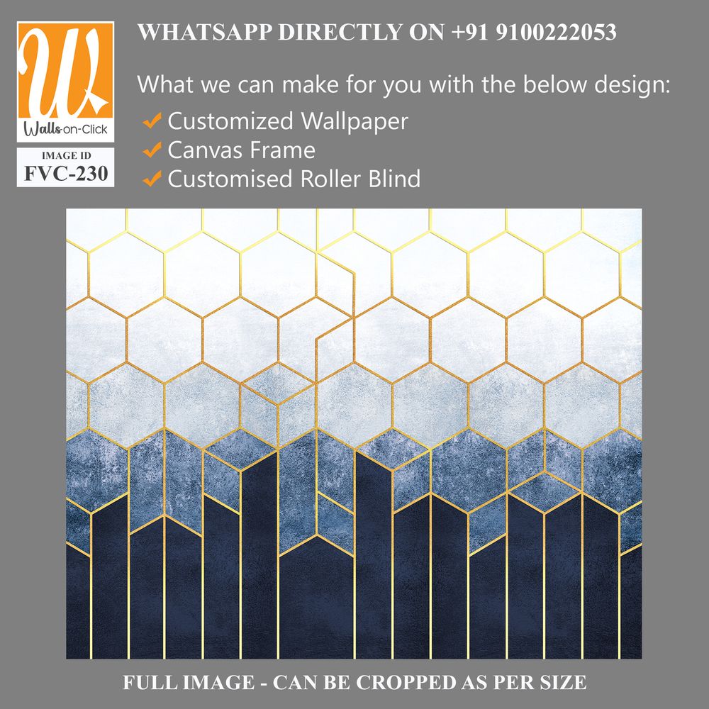 Geometric hexagon watercolor background with golden lines Wallpaper [WP-FVC-230]