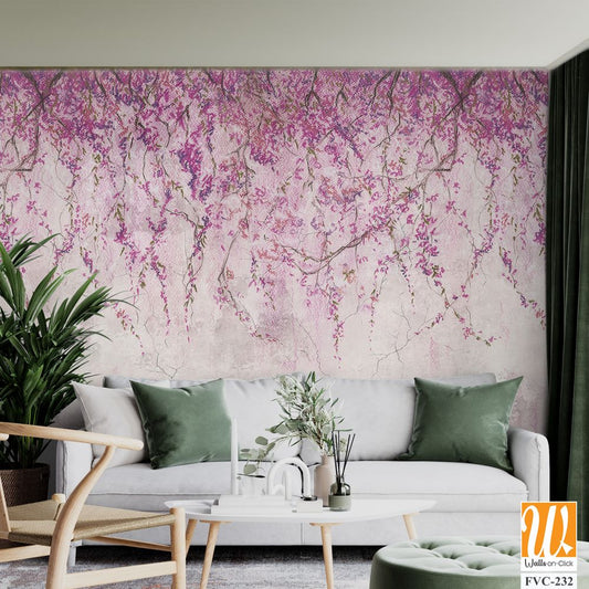 Wall mural with hanging wisteria Wallpaper [WP-FVC-232]