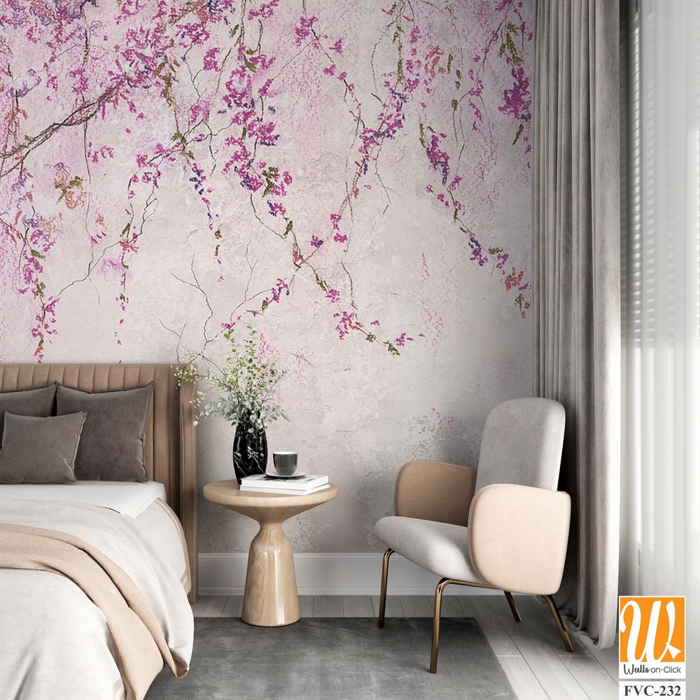 Wall mural with hanging wisteria Wallpaper [WP-FVC-232]