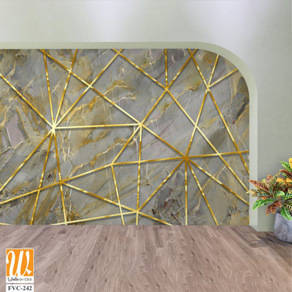 A geometric pattern of gold lines on a grey marble Wallpaper [WP-FVC-242]