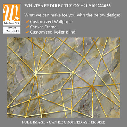 A geometric pattern of gold lines on a grey marble Wallpaper [WP-FVC-242]