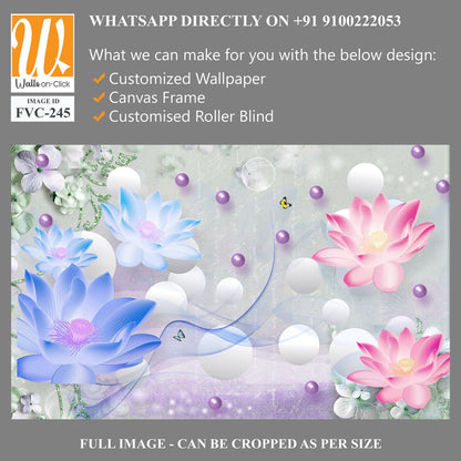 3D floral lotus, bubbles, and butterflies [WP-FVC-245]