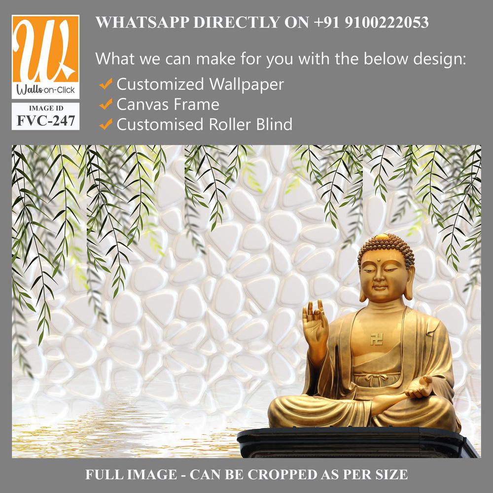 Buddha statue and green willow leaves Wallpaper [WP-FVC-247]